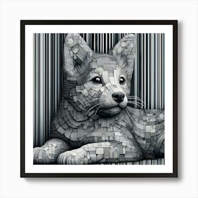 Dog In barcode Art Print