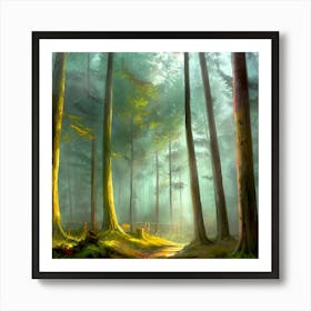 Foggy Forest in Oregon Art Print