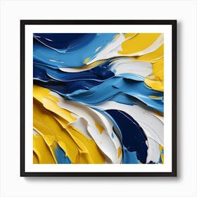 Abstract Of Blue And Yellow Paint 1 Art Print