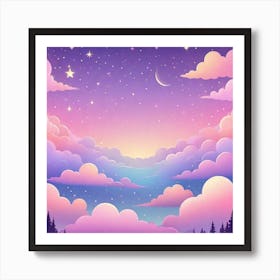 Sky With Twinkling Stars In Pastel Colors Square Composition 313 Art Print