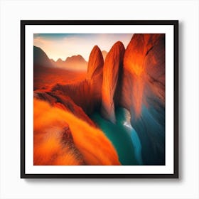 Sunrise In A Canyon Art Print