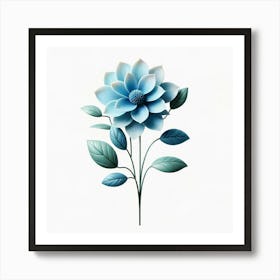 Blue Dahlia Flower Art Print