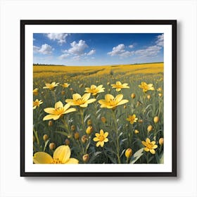 Field Of Yellow Flowers 14 Art Print