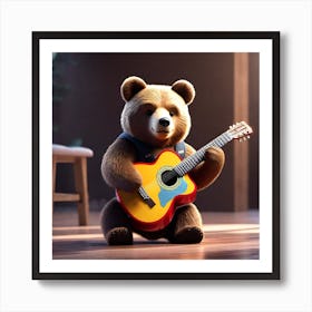 Teddy Bear Playing Guitar Art Print