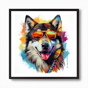 Husky Dog In Sunglasses 1 Art Print