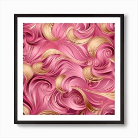 Pink And Gold Swirls 1 Art Print