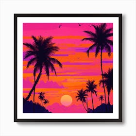 Sunset At The Beach 1 Art Print