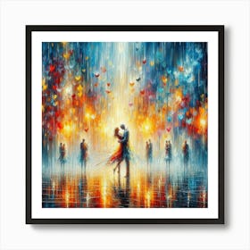 Kissing In The Rain 2 Art Print