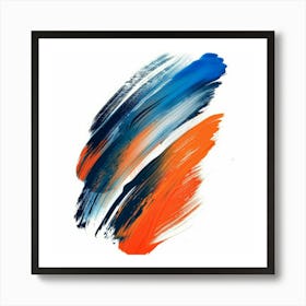 Blue And Orange Brush Strokes Art Print