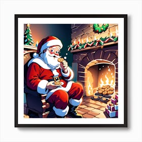 Christmas With Santa Art Print