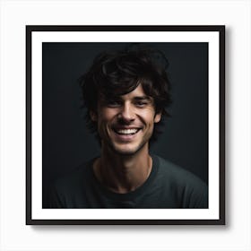 Young Man With Dark Hair Appearing Happy Art Print