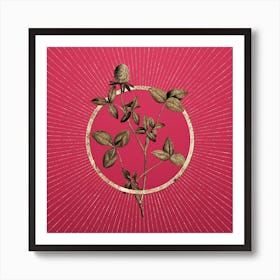 Gold Pink Clover Glitter Ring Botanical Art on Viva Magenta n.0028 Art Print
