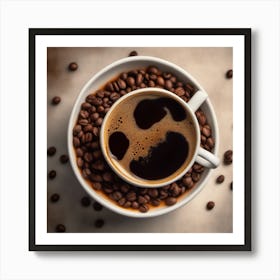 Coffee Cup With Coffee Beans 1 Art Print