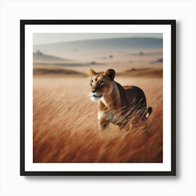 Lion In The Grass Art Print