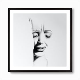 Edith Piaf Pencil Drawing Minimal Black and White Art Print