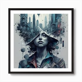 Girl In A City Art Print