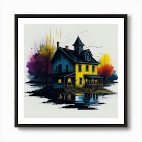 Colored House Ink Painting (114) Art Print
