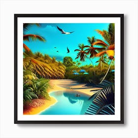 Tropical Beach Art Print