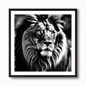 Lion In Black And White Art Print