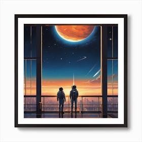 Illustration Of Space Gradient Background Art Print