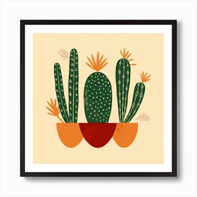 Rizwanakhan Simple Abstract Cactus Non Uniform Shapes Petrol 30 Art Print