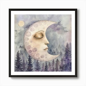 Moon In The Forest 4 Art Print