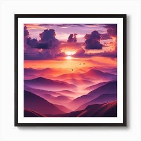 Sunrise from the mountain 7 Art Print
