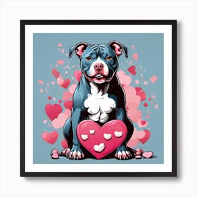 Valentine's Day pitbull Art Print