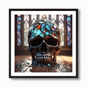 Stained Glass Skull 1 Art Print