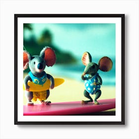 Mouse On A Surfboard Art Print