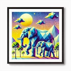 The Hawk and Dove Protectors Elephants Art Print