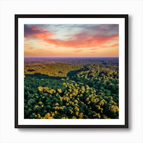 Aerial View Of The Amazon Rainforest At Sunset Art Print