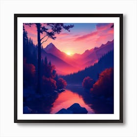 Sunset By The Lake 2 Art Print