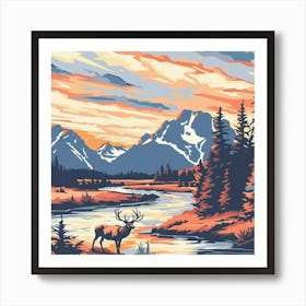 Elk Painting Art Print