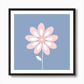 A White And Pink Flower In Minimalist Style Square Composition 340 Art Print