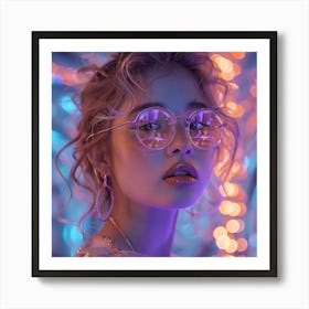 Beautiful Woman In Glasses Art Print