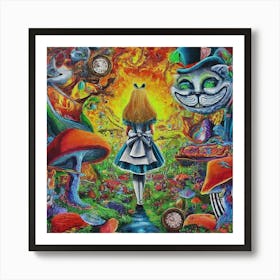 Psychedelic Alice and Wonderland Art Print