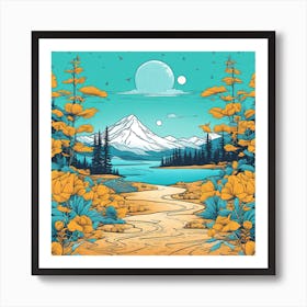 Landscape With Mountains And Trees 1 Art Print