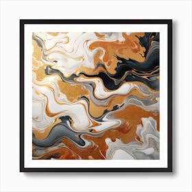 Abstract Gold And Black Painting Art Print