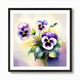 Painting Pastel Flowers Pansies Art Print