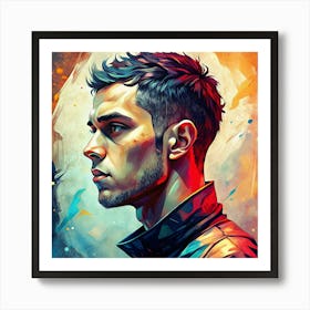 Man With Short Spiky Hair Digital Illustration Art Print