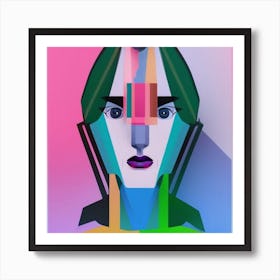 Abstract Portrait of female, cubism style Art Print
