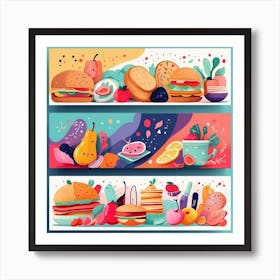 Food Banners Set Art Print