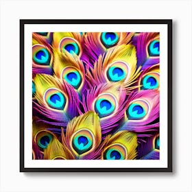 Colorful peacock feathers abstract 1 Art Print