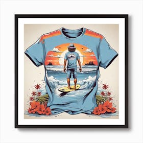 Surfer On Surfboard Art Print