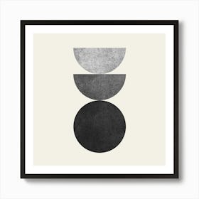 The Balance - Scandinavian Half-moon Circle Abstract Minimalist - Black and White Grey 2 Art Print