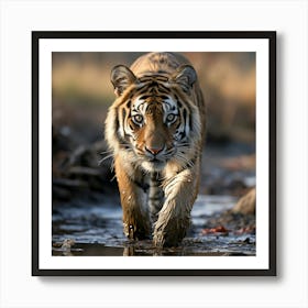 Tiger Walking In Water Poster