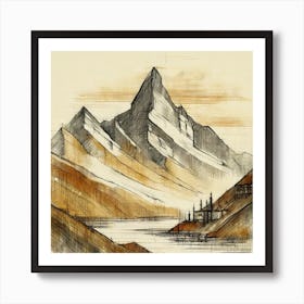 Firefly An Illustration Of A Beautiful Majestic Cinematic Tranquil Mountain Landscape In Neutral Col 2023 11 23t001215 Art Print