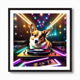 Corgi Dj 3 Art Print