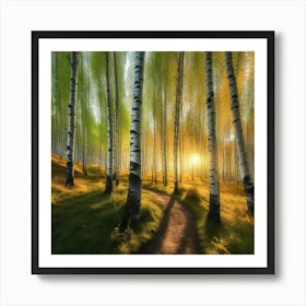 Birch Trees In Autumn 17 Art Print